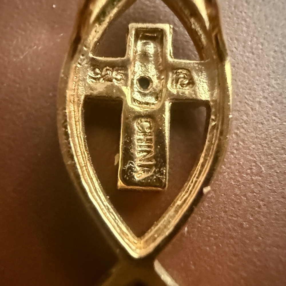 Gold and Silver Fish Symbol Pendant Charm with Cross - Picture 7 of 10